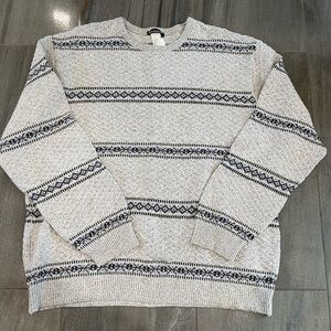 Men's XL Vintage 90s Knit Crewneck Sweater Geometric Floral Cotton Dad Sweater